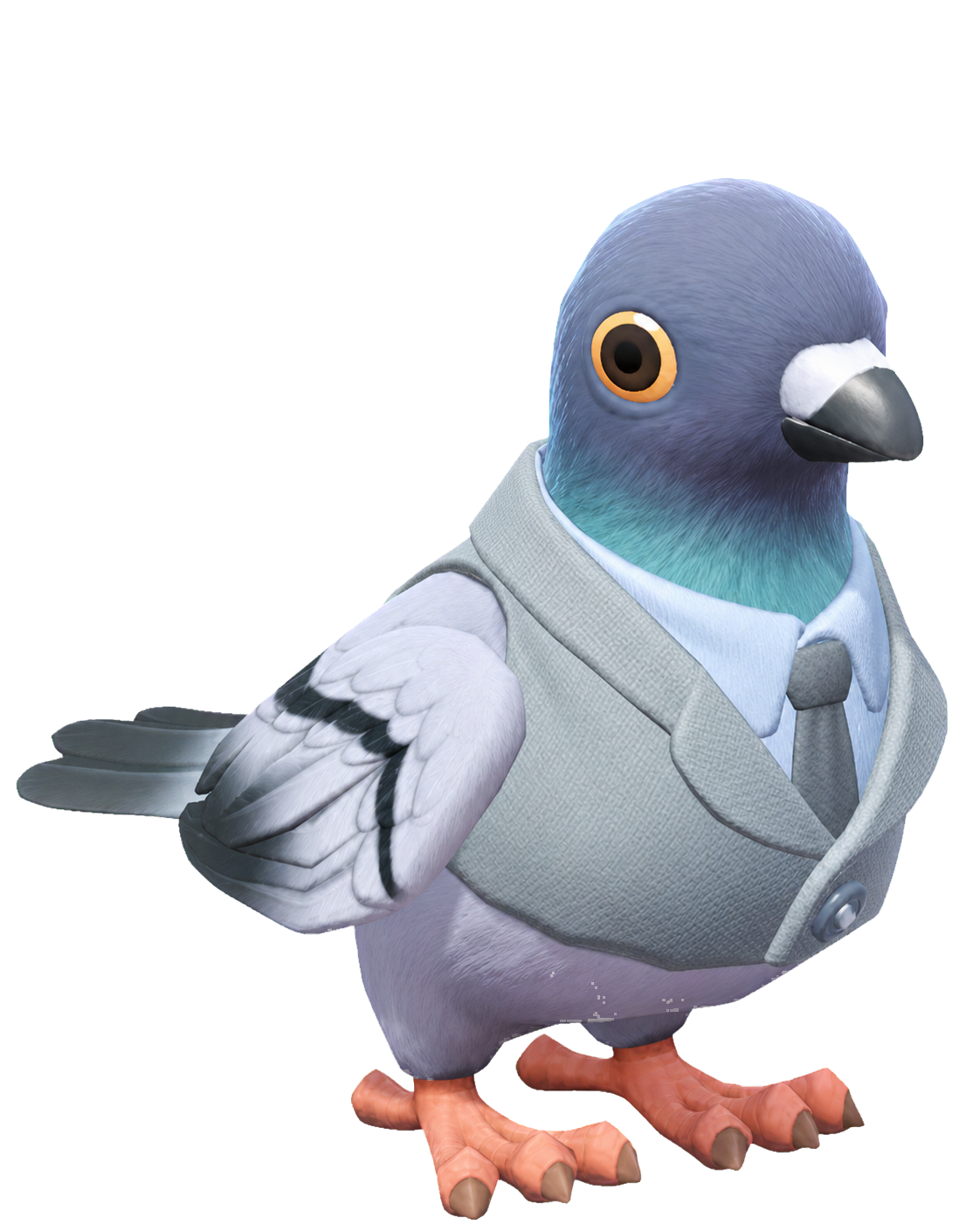 Oiseau Colombe en costume gris dans Heartopia