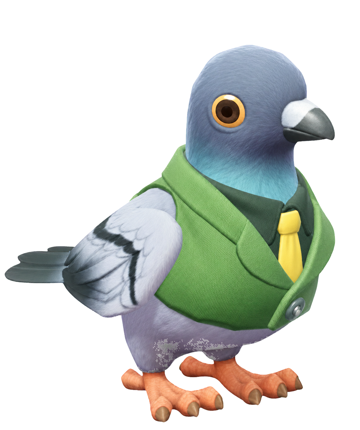 Oiseau Colombe en costume vert dans Heartopia