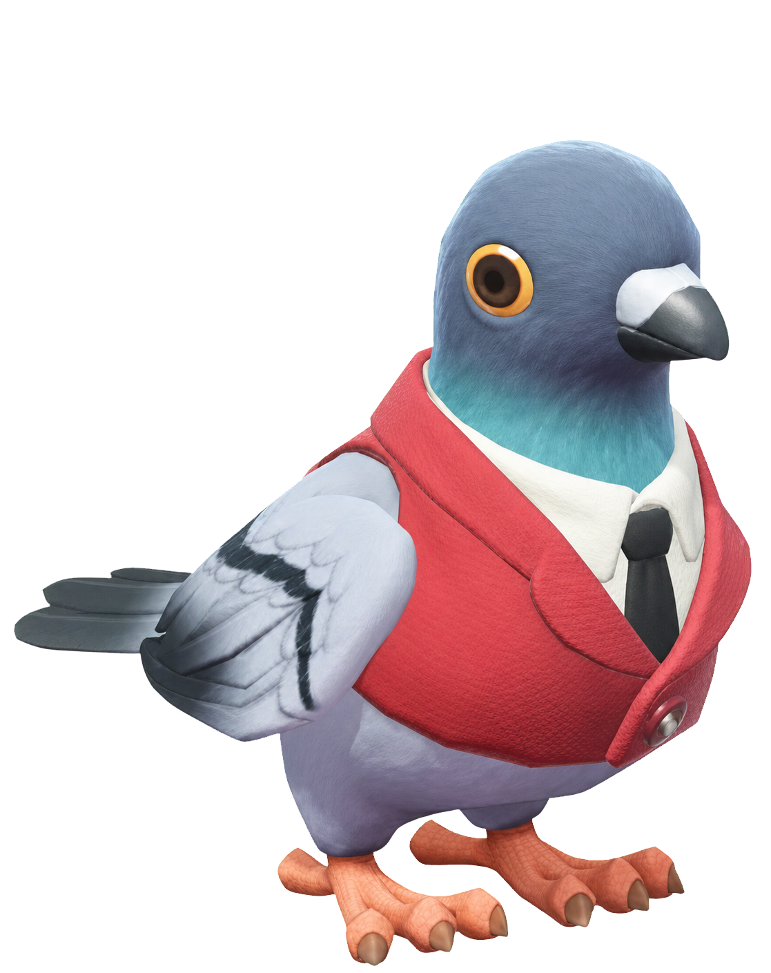 Oiseau Colombe en costume rouge dans Heartopia