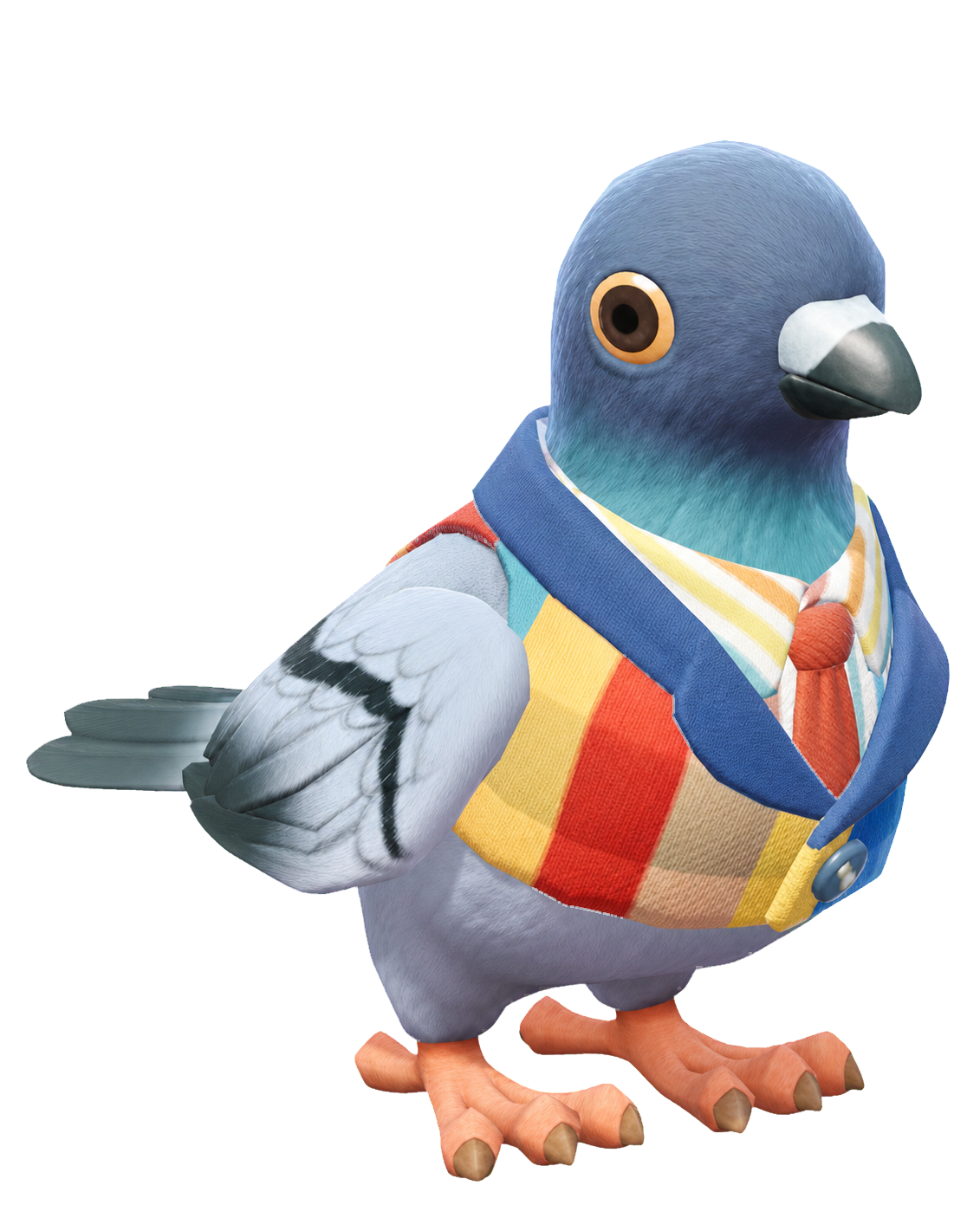 Oiseau Colombe en costume rayé dans Heartopia